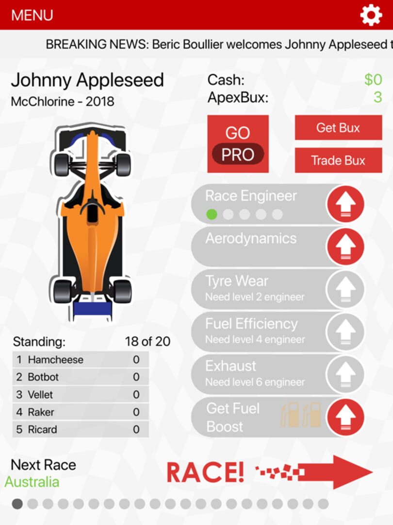 Apex Race Manager 2019 - Screenshot