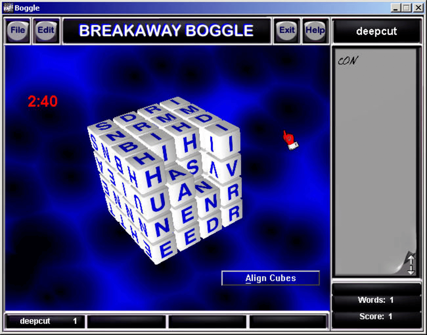 Boggle screenshot