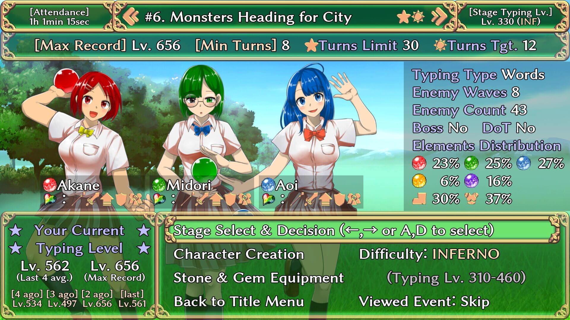 Students of Light Bonds: Typing RPG with Character Creation - Screenshot