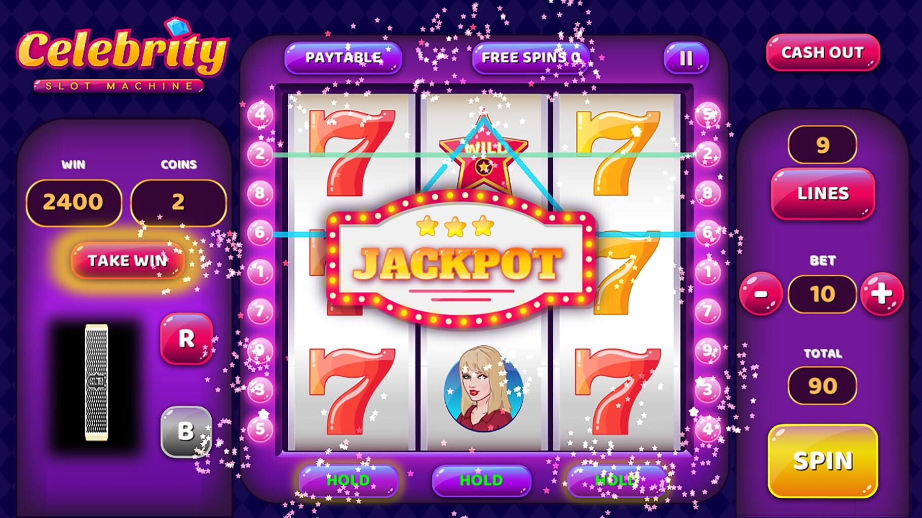 Captura de pantalla - Celebrity Slot Machine