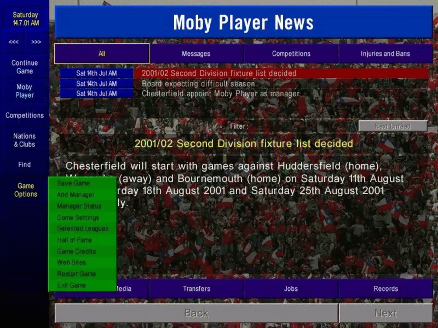 Championship Manager: Season 01/02 screenshot