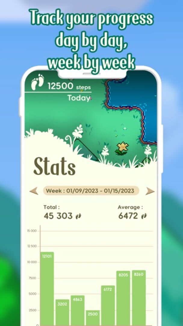 Pixsteps: Gamified Pedometer - Screenshot
