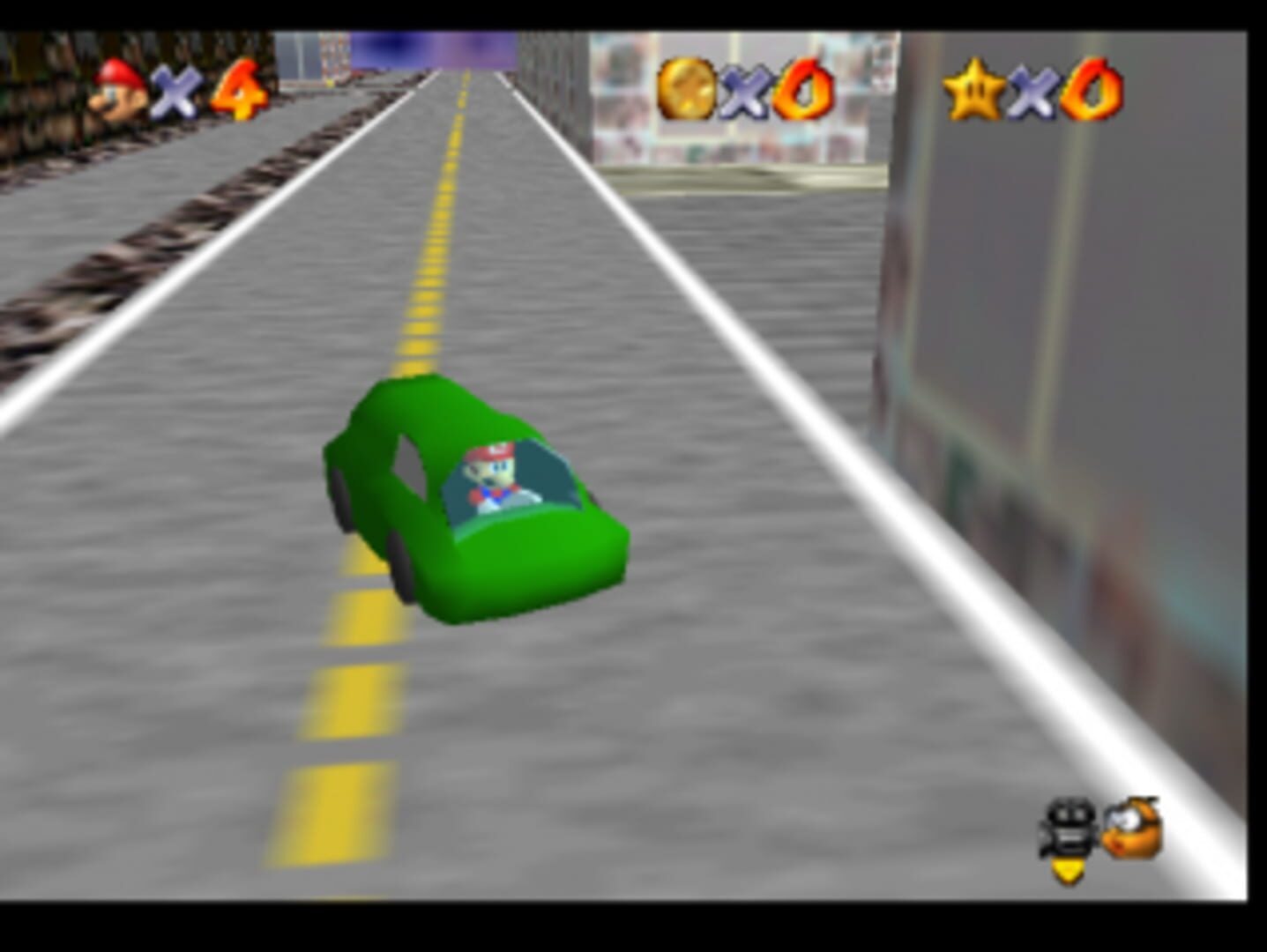 Captura de pantalla - Mario Aimlessly Drives a Car Around the City 64