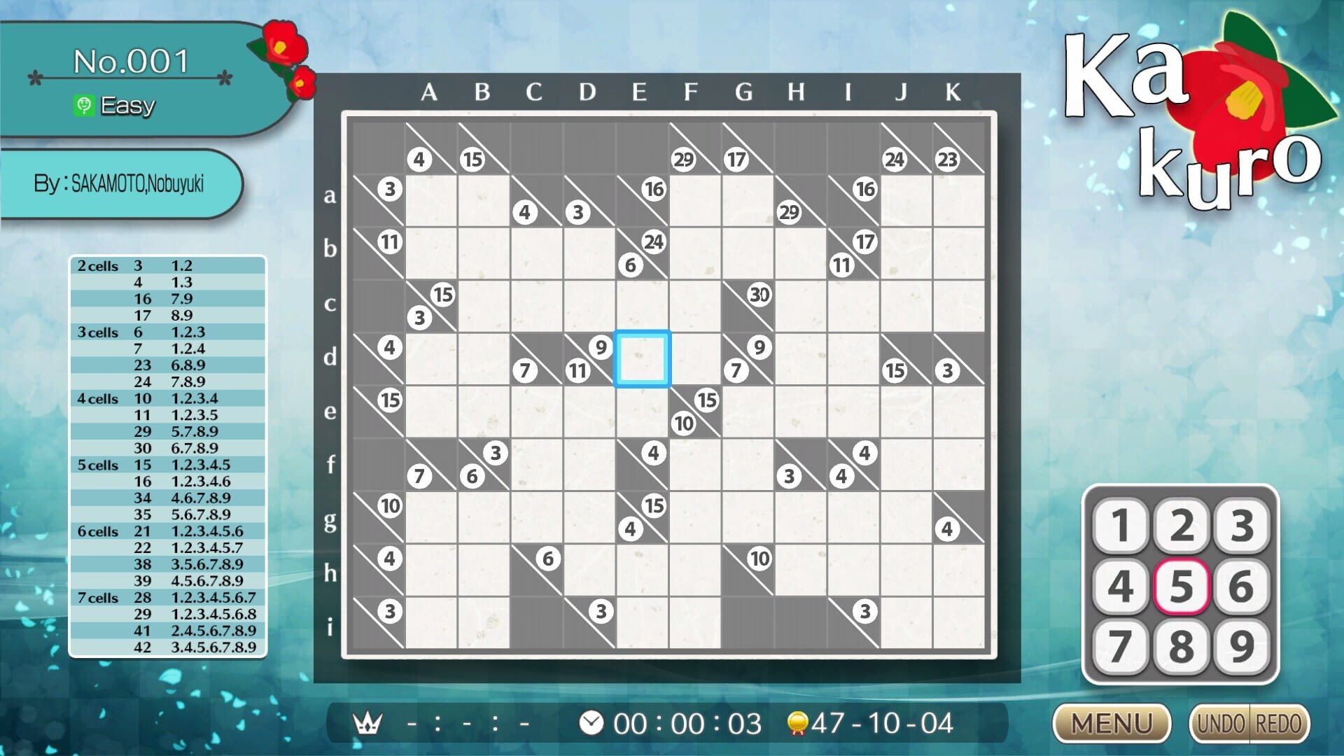 Puzzle by Nikoli W Kakuro - Screenshot