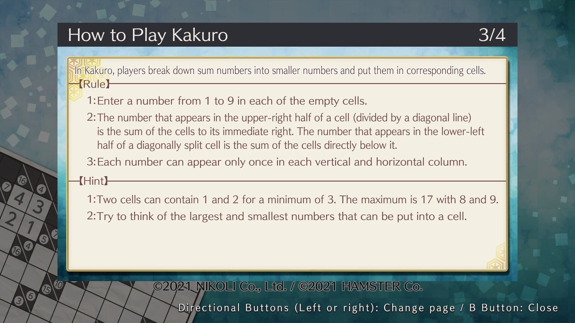 Puzzle by Nikoli W Kakuro - Screenshot