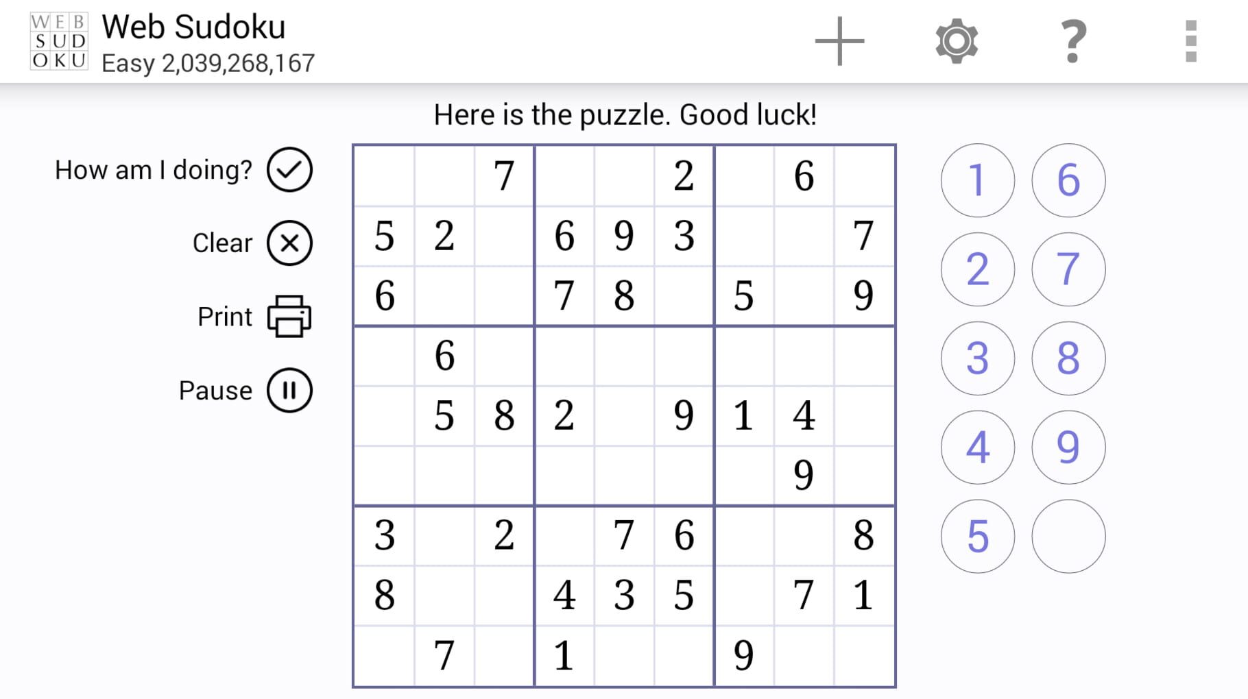 Captura de pantalla - Web Sudoku