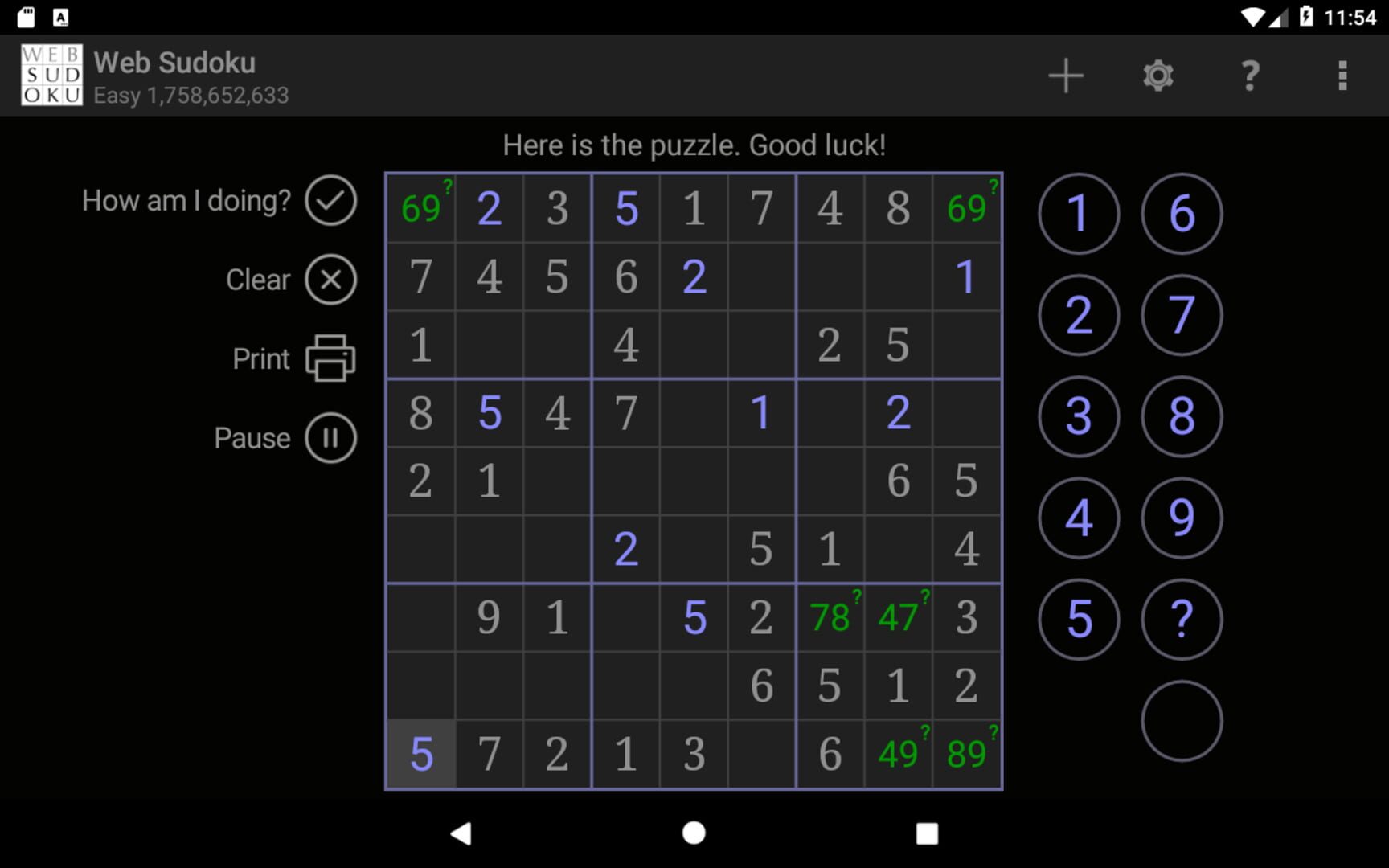 Captura de pantalla - Web Sudoku