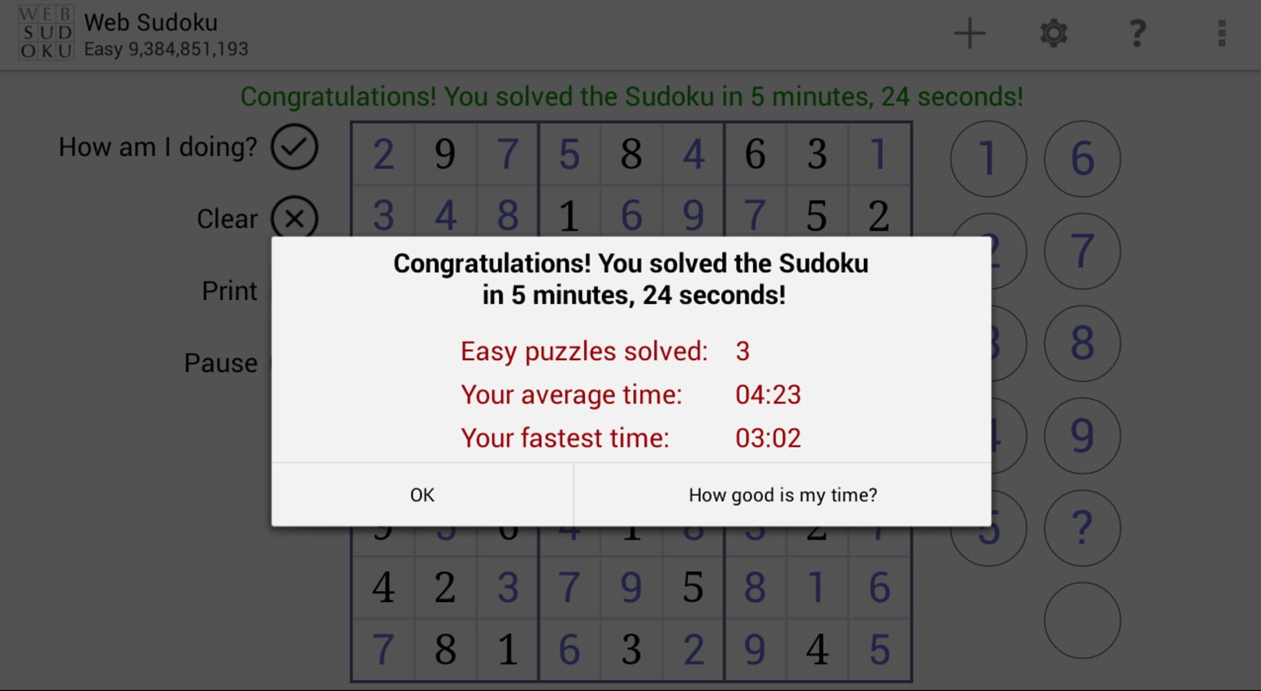 Captura de pantalla - Web Sudoku