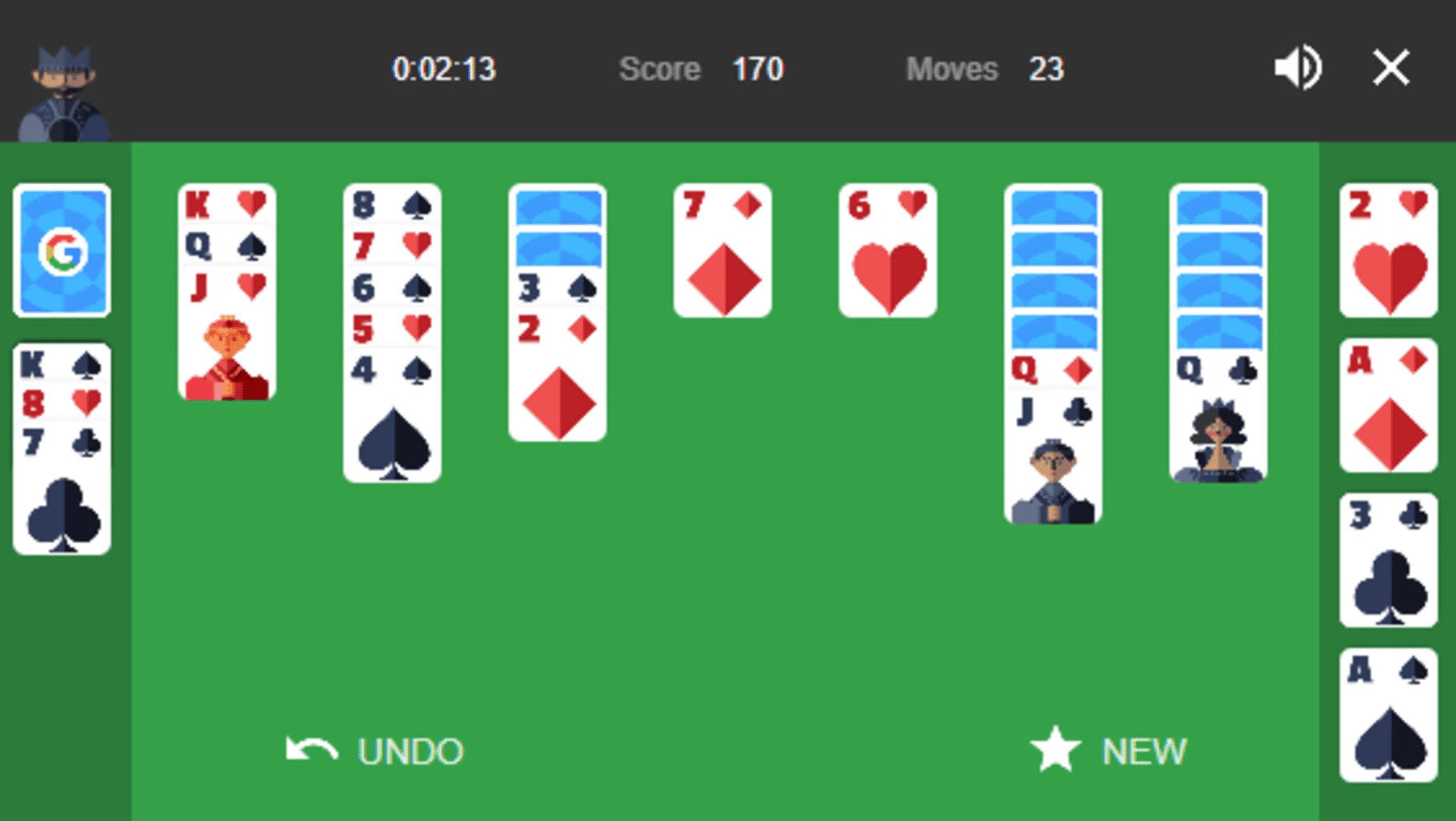 Google Solitaire screenshot