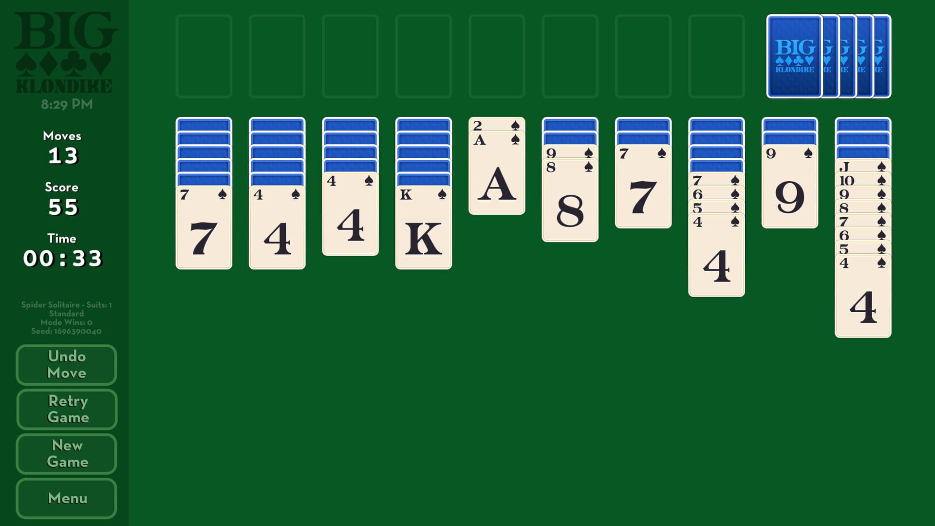 Big Klondike: Spider Solitaire - Screenshot