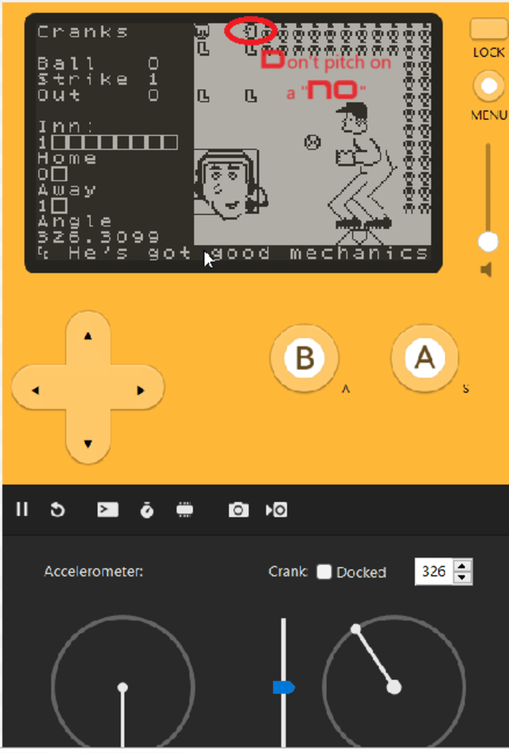 Cranks Playdate Baseball screenshot