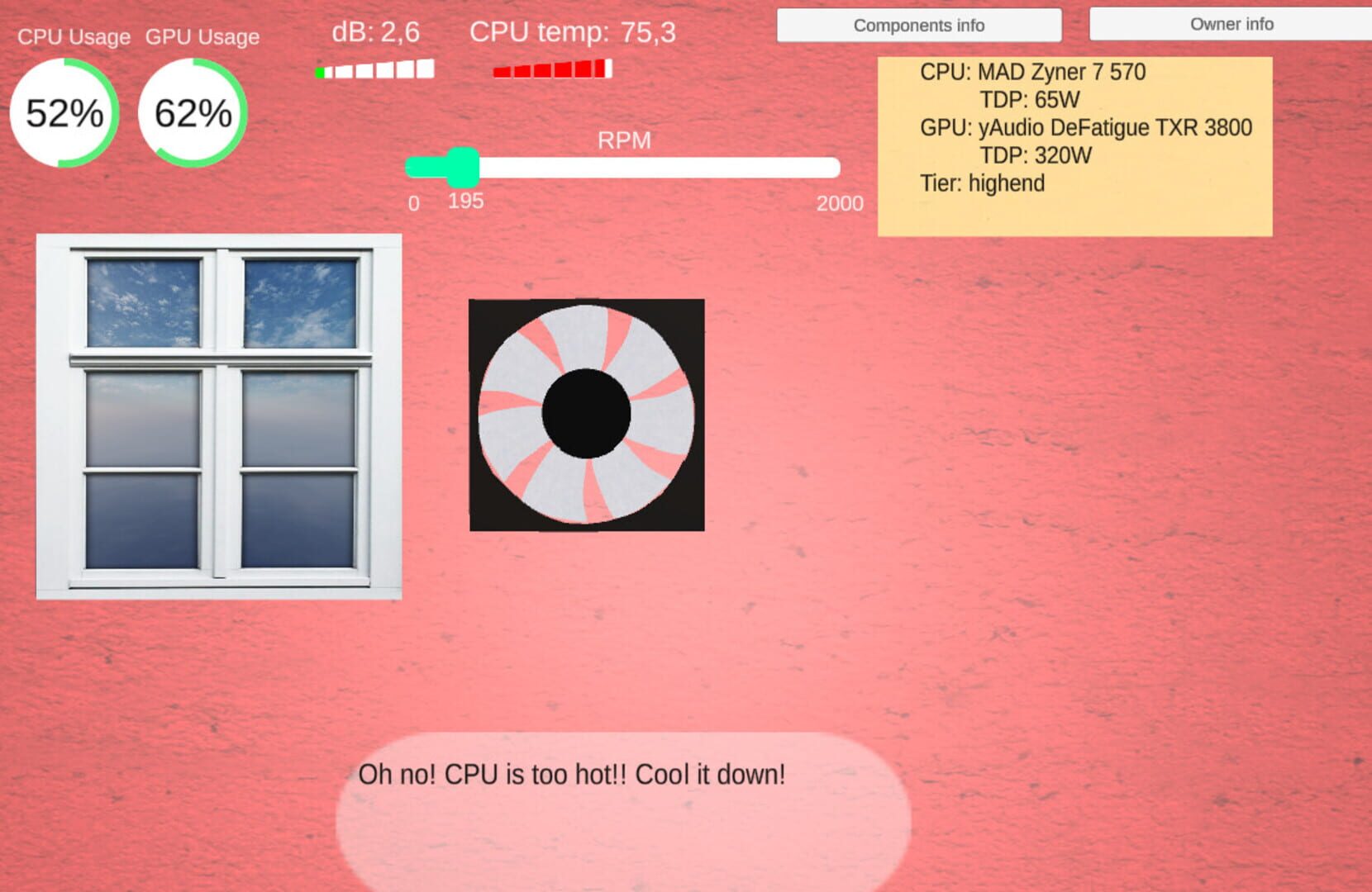 Cooling Simulator - Screenshot