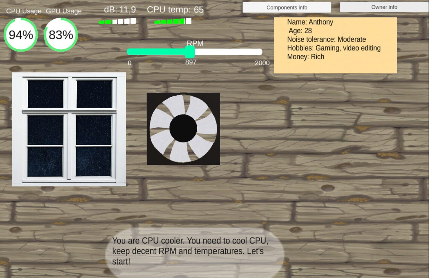 Cooling Simulator - Screenshot