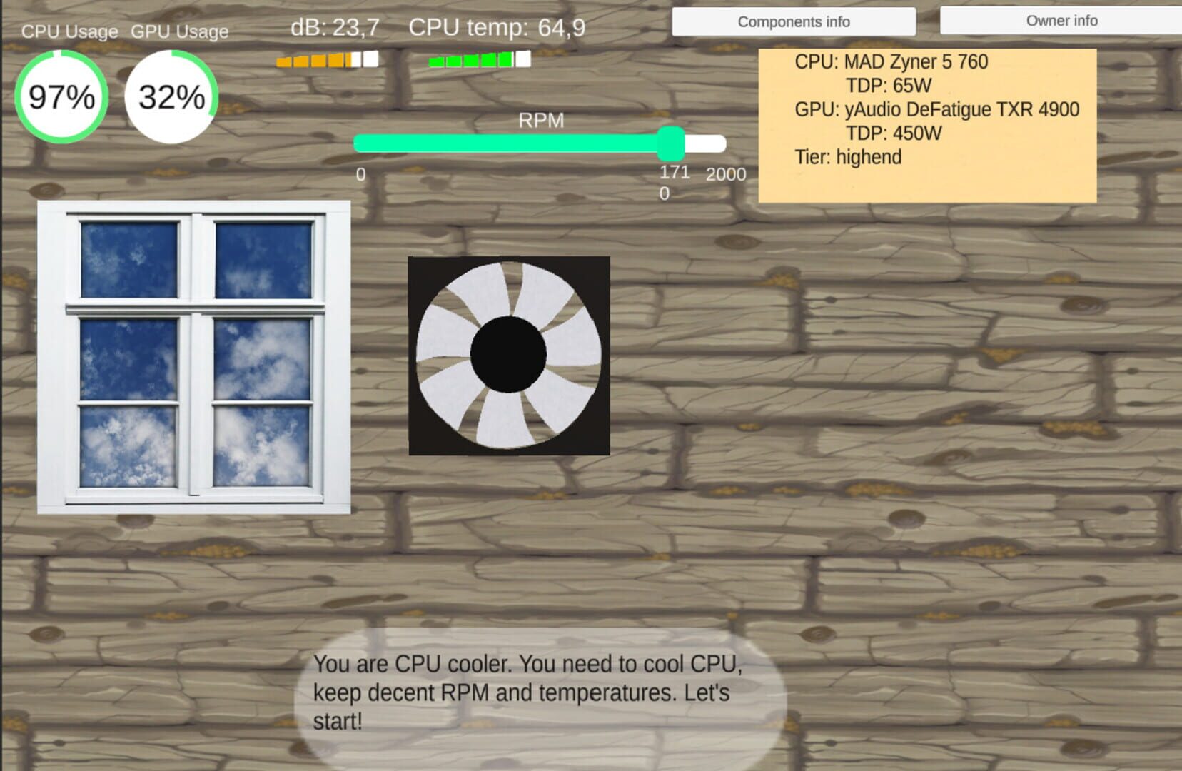Cooling Simulator - Screenshot