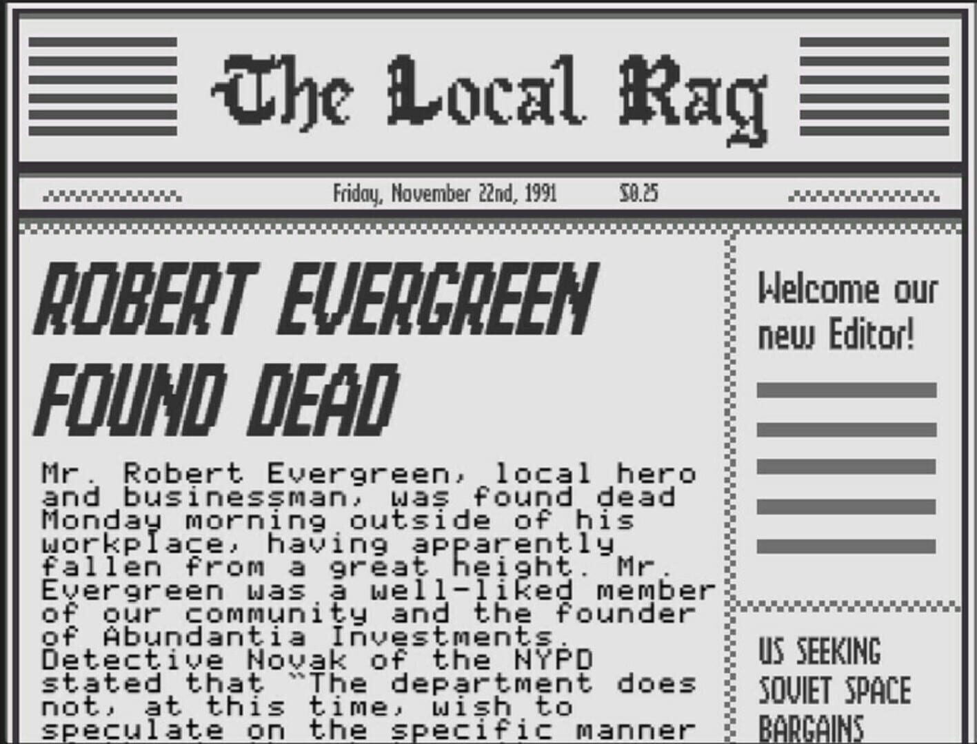 Report on the Death of Robert Evergreen - Screenshot