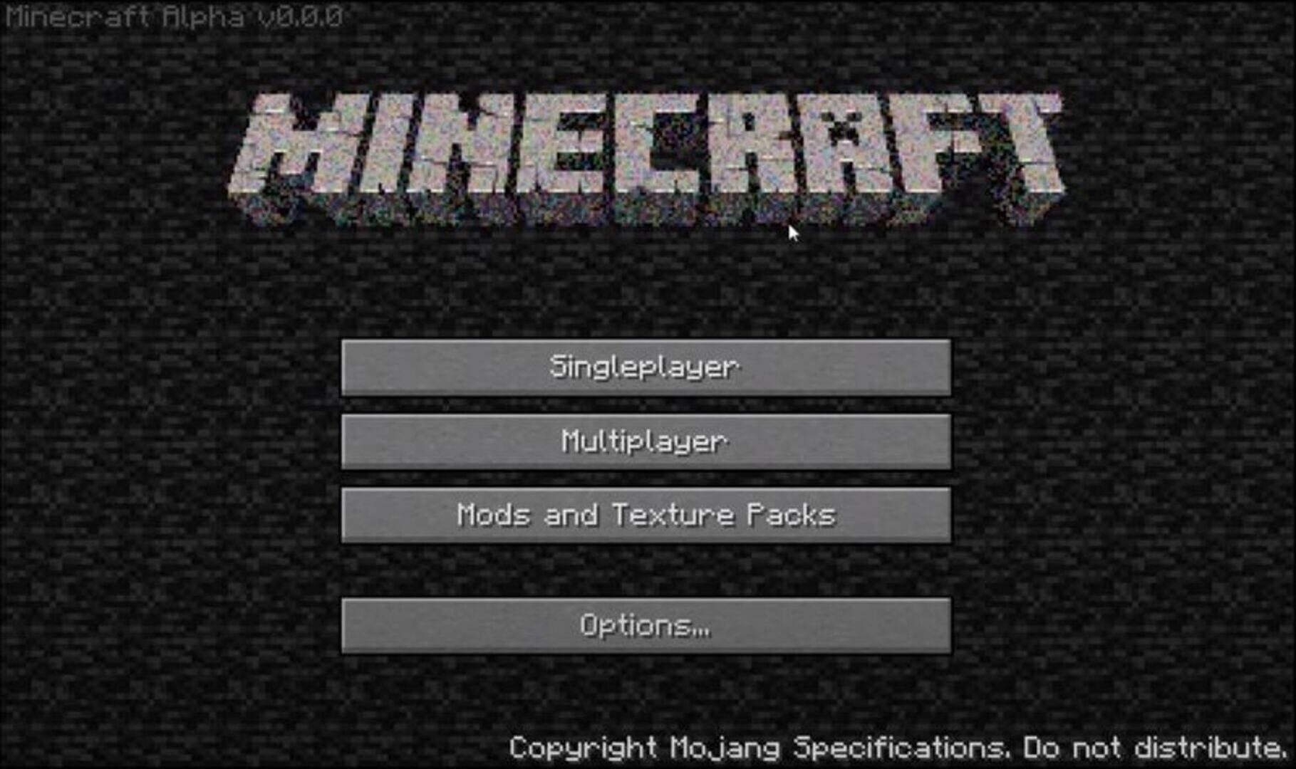 Minecraft Alpha 0.0.0 - Screenshot