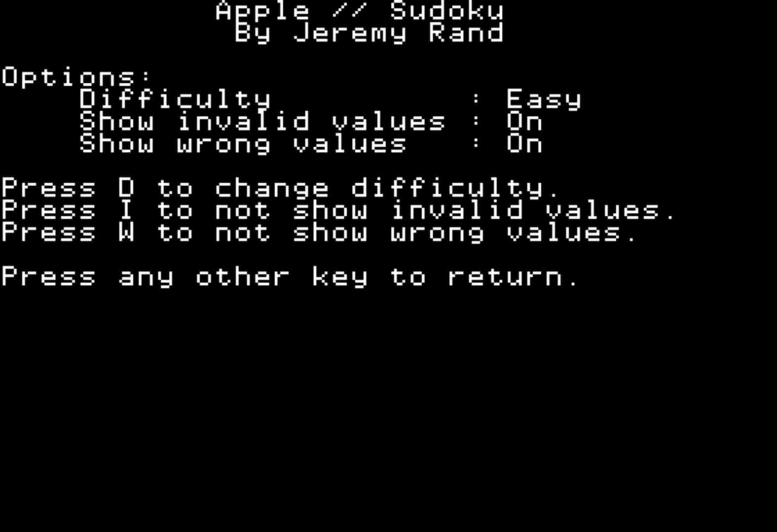 Apple II Sudoku