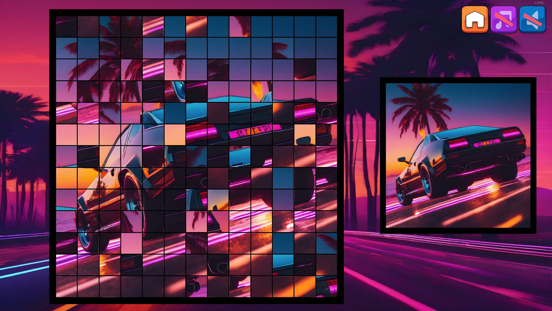 OG Puzzlers: Synthwave Cars - Screenshot