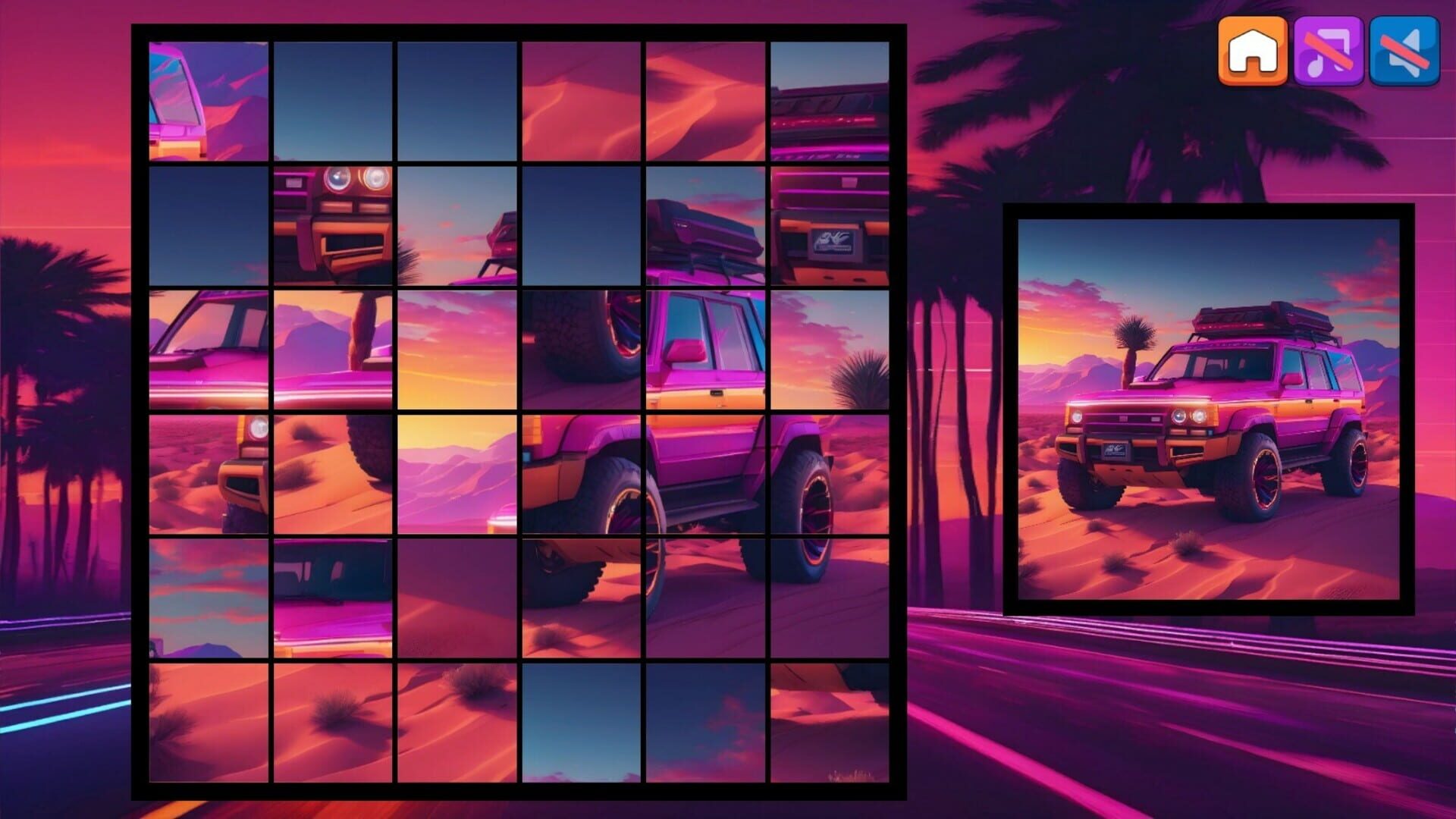 OG Puzzlers: Synthwave Cars - Screenshot