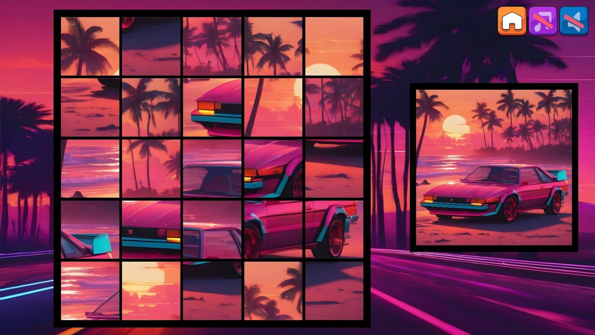 OG Puzzlers: Synthwave Cars - Screenshot