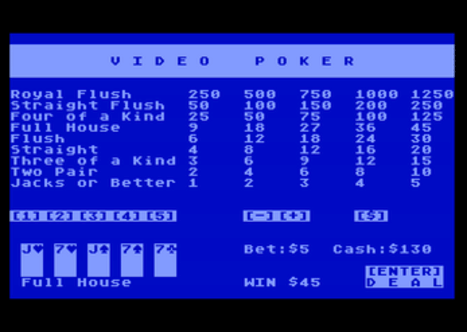 Jacks or Better Video Poker screenshot