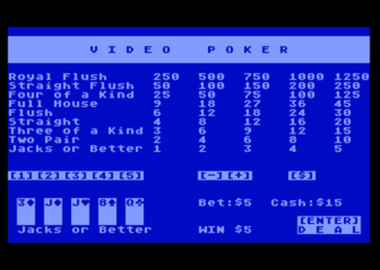 Jacks or Better Video Poker screenshot