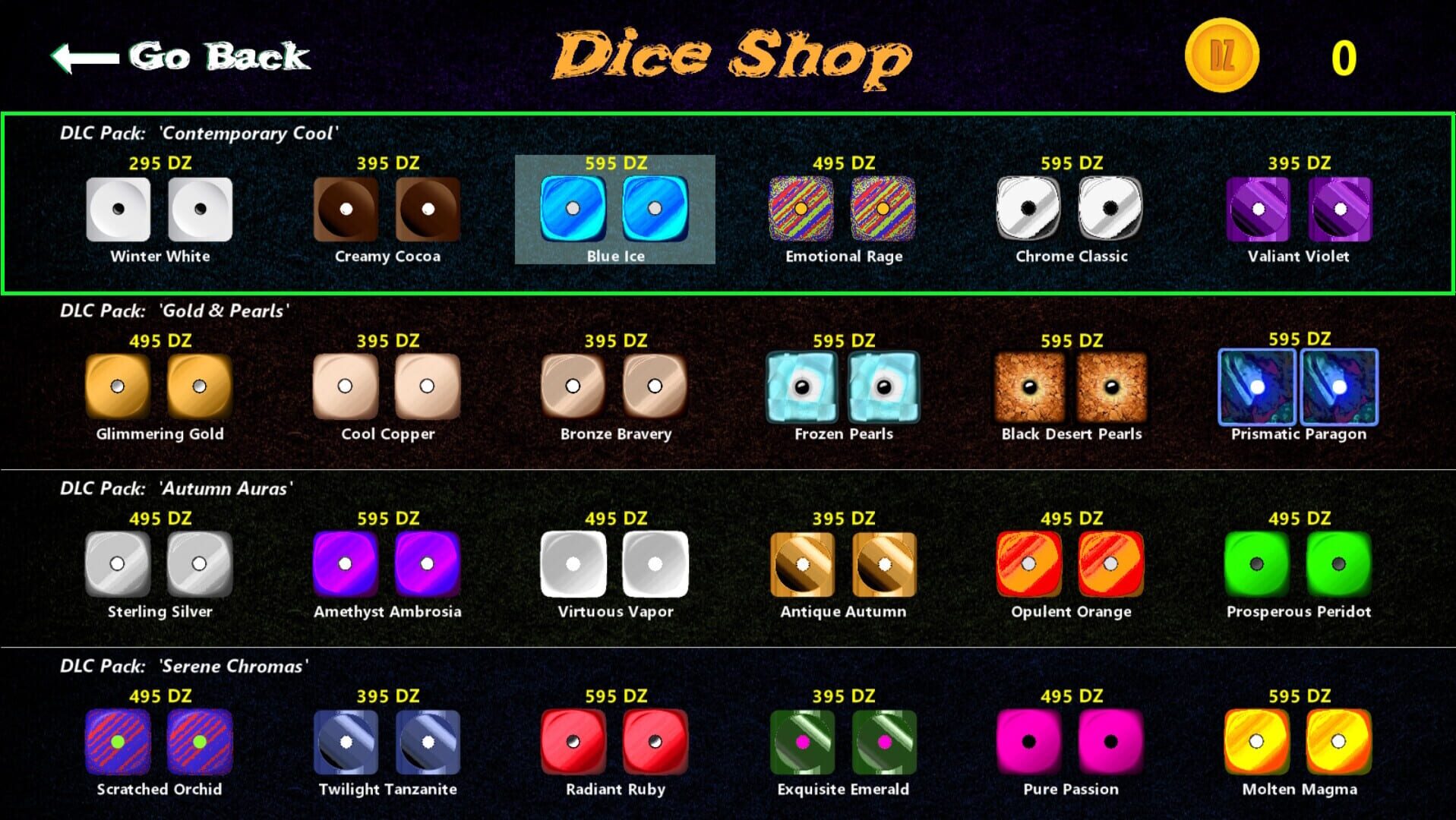 Dice-Zee!: Dice Pak - "Contemporary Cool"