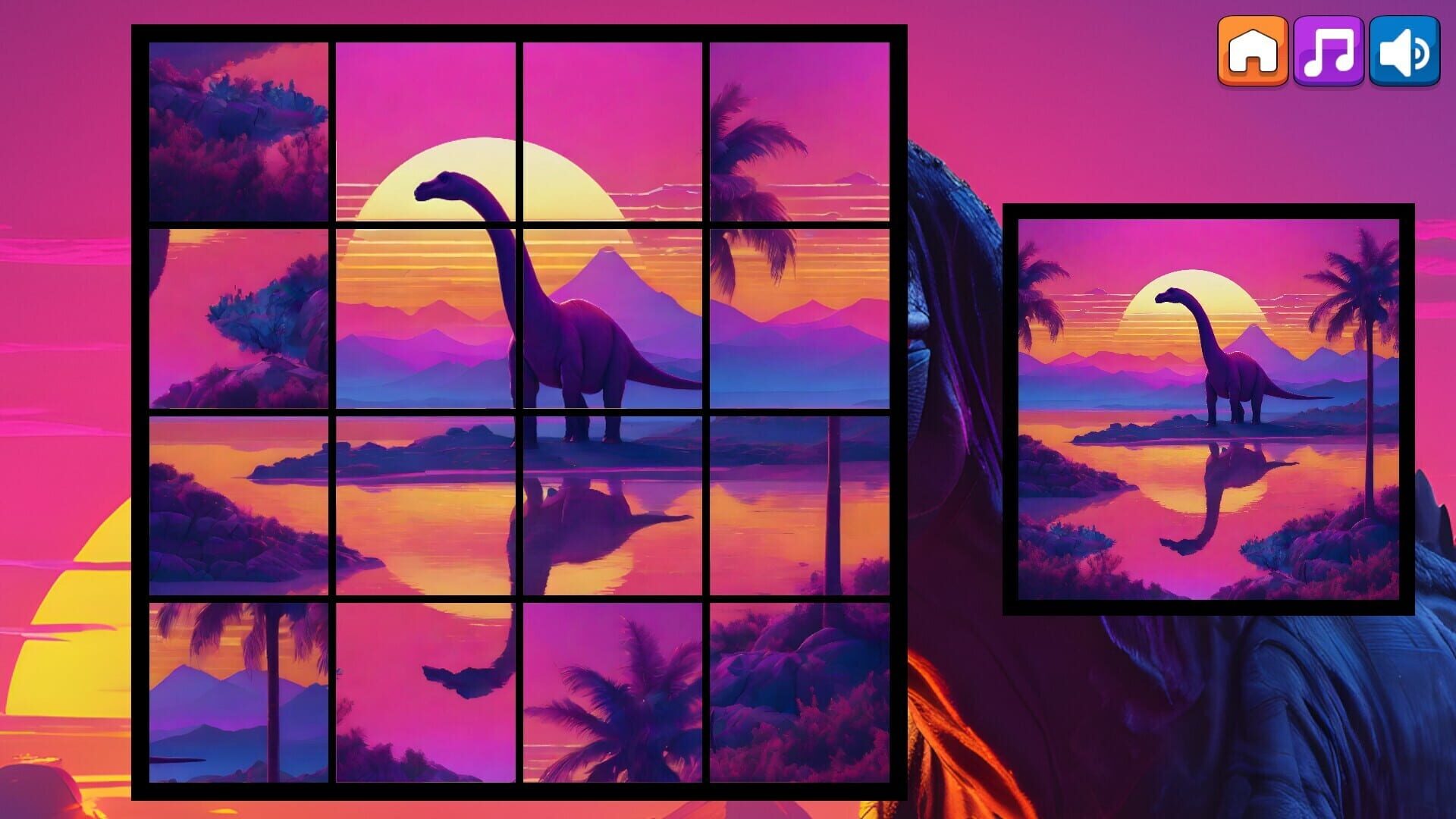 OG Puzzlers: Synthwave Dinosaurs - Screenshot
