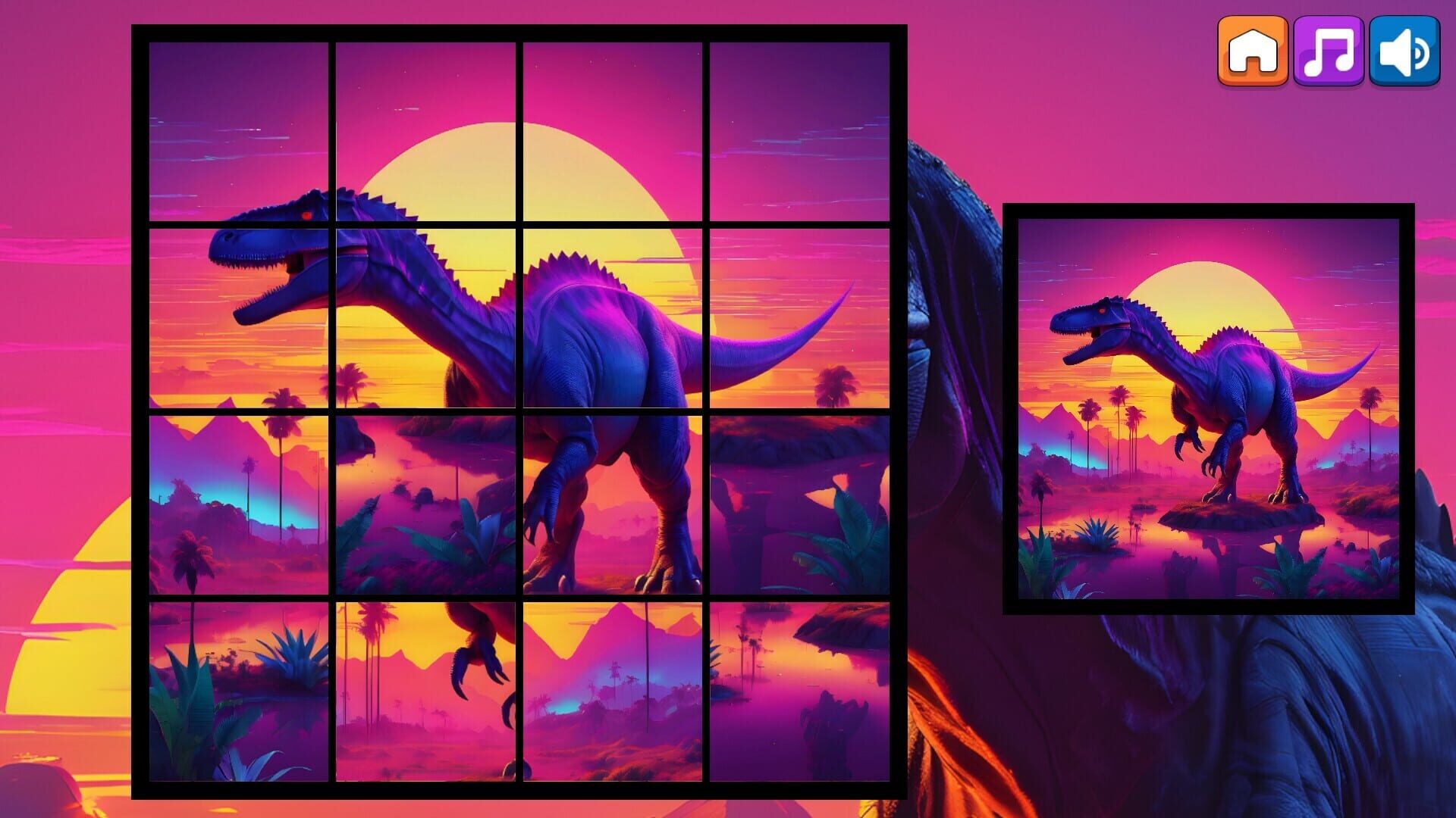 OG Puzzlers: Synthwave Dinosaurs - Screenshot