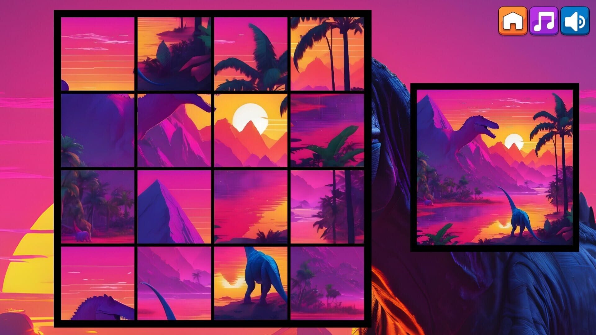 OG Puzzlers: Synthwave Dinosaurs - Screenshot