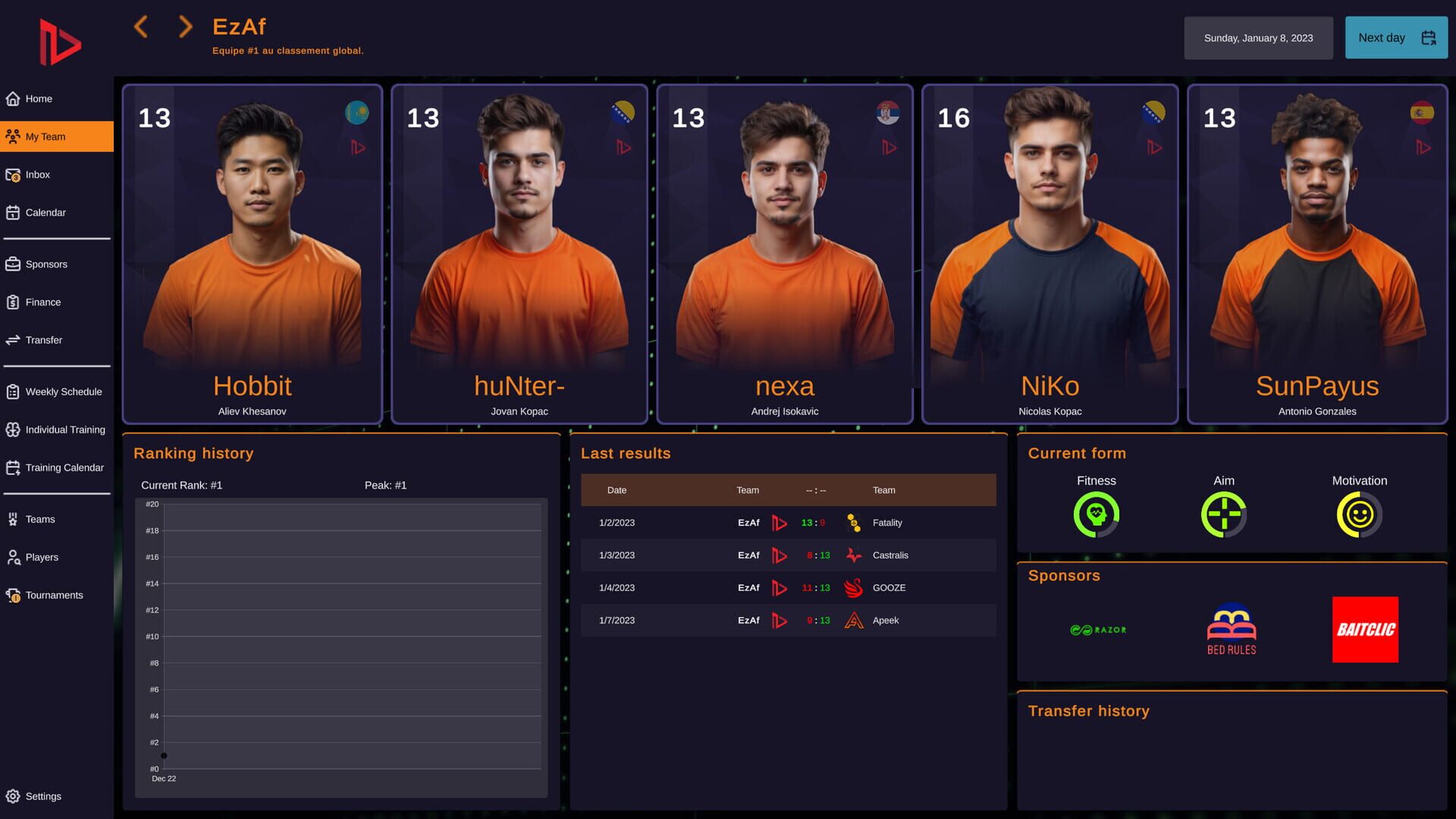 FPS Pro Team Manager - Screenshot