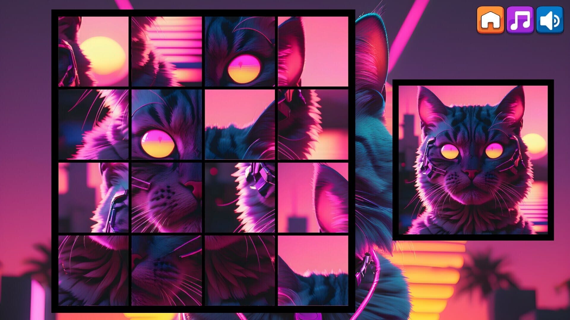 OG Puzzlers: Synthwave Cats - Screenshot
