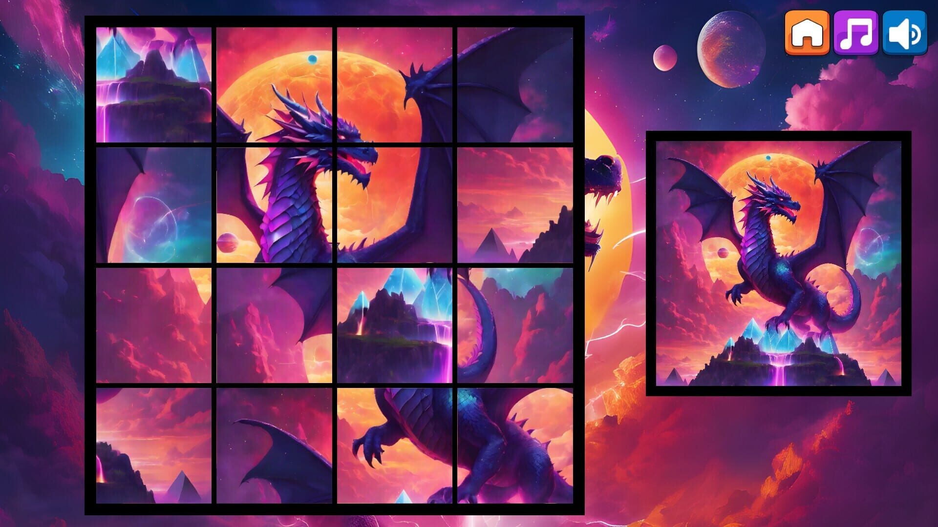 OG Puzzlers: Synthwave Dragons - Screenshot