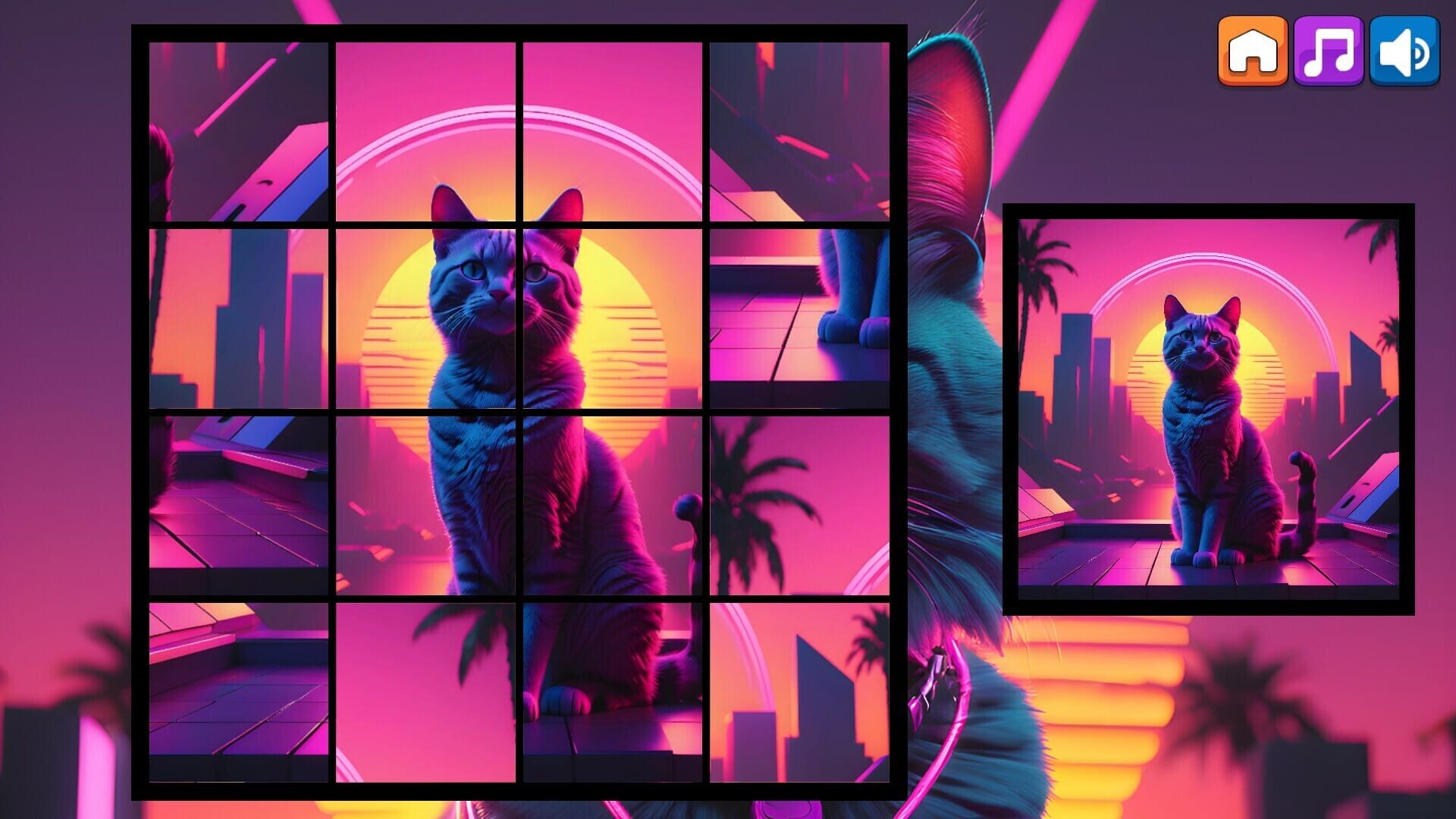 OG Puzzlers: Synthwave Cats - Screenshot