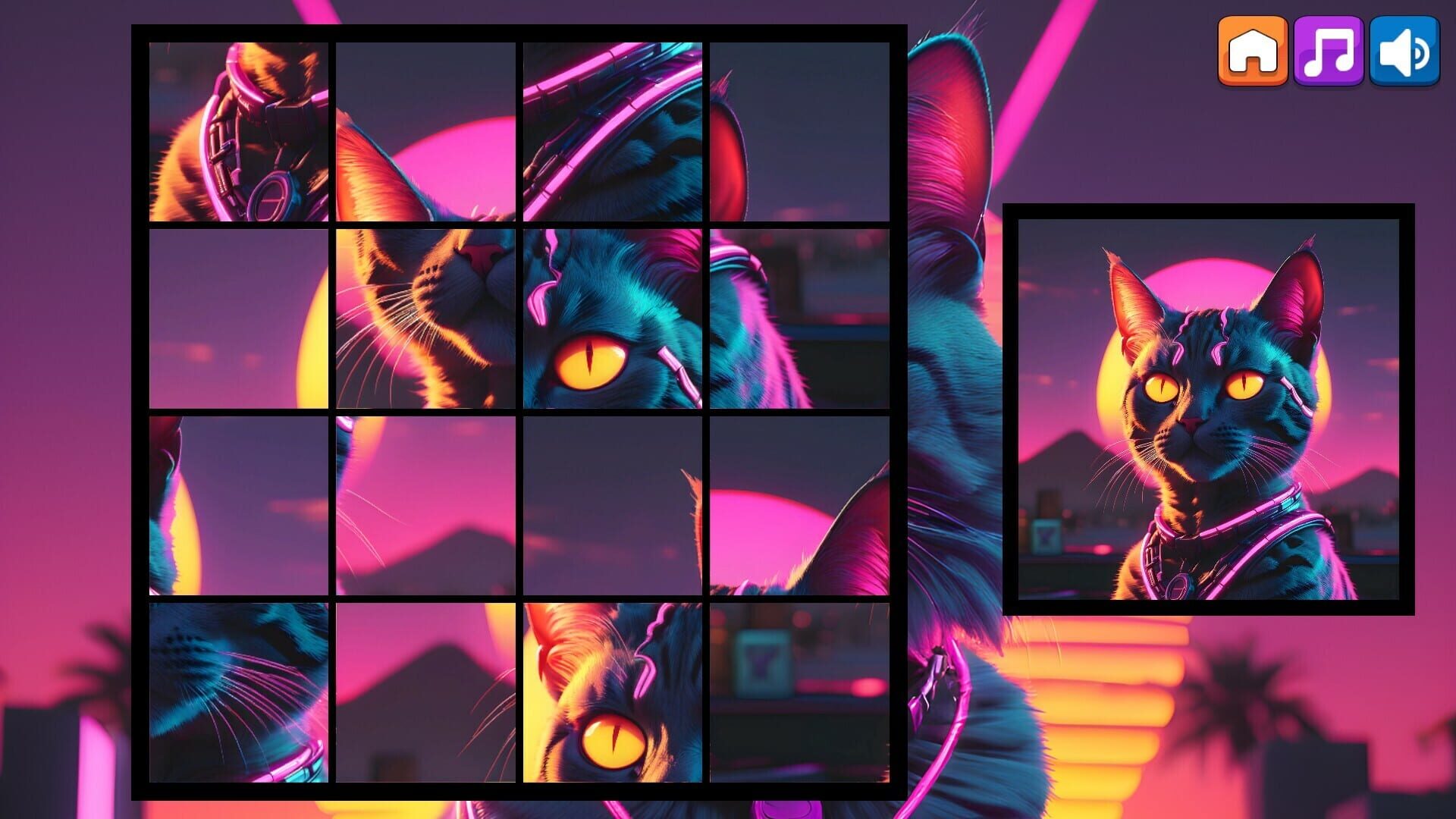 OG Puzzlers: Synthwave Cats - Screenshot