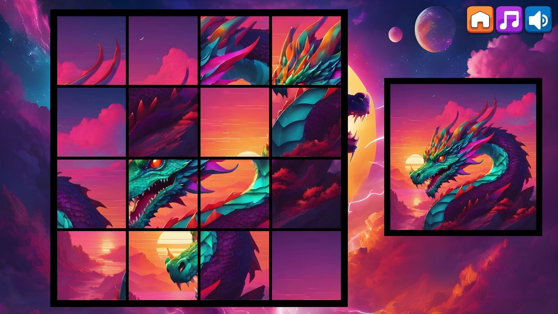 OG Puzzlers: Synthwave Dragons - Screenshot