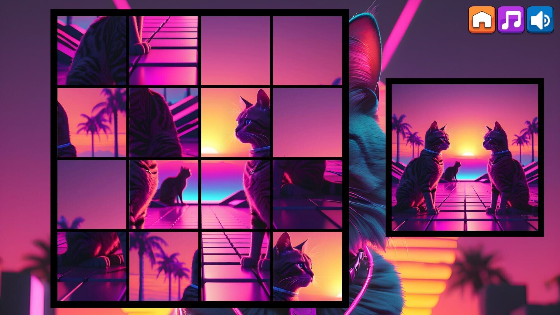OG Puzzlers: Synthwave Cats - Screenshot