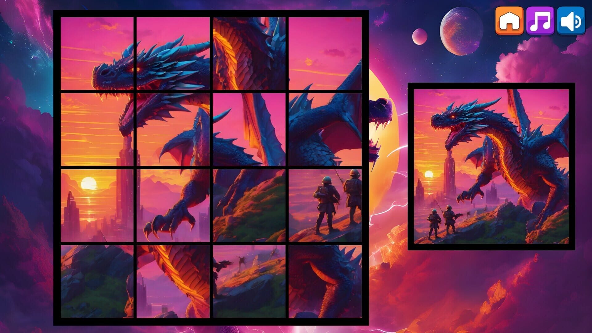 OG Puzzlers: Synthwave Dragons - Screenshot