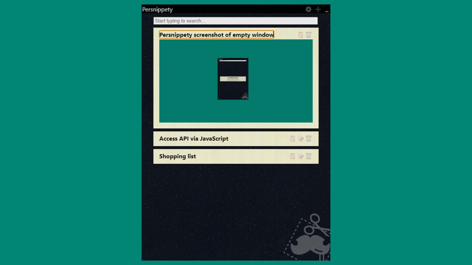 Persnippety - Screenshot