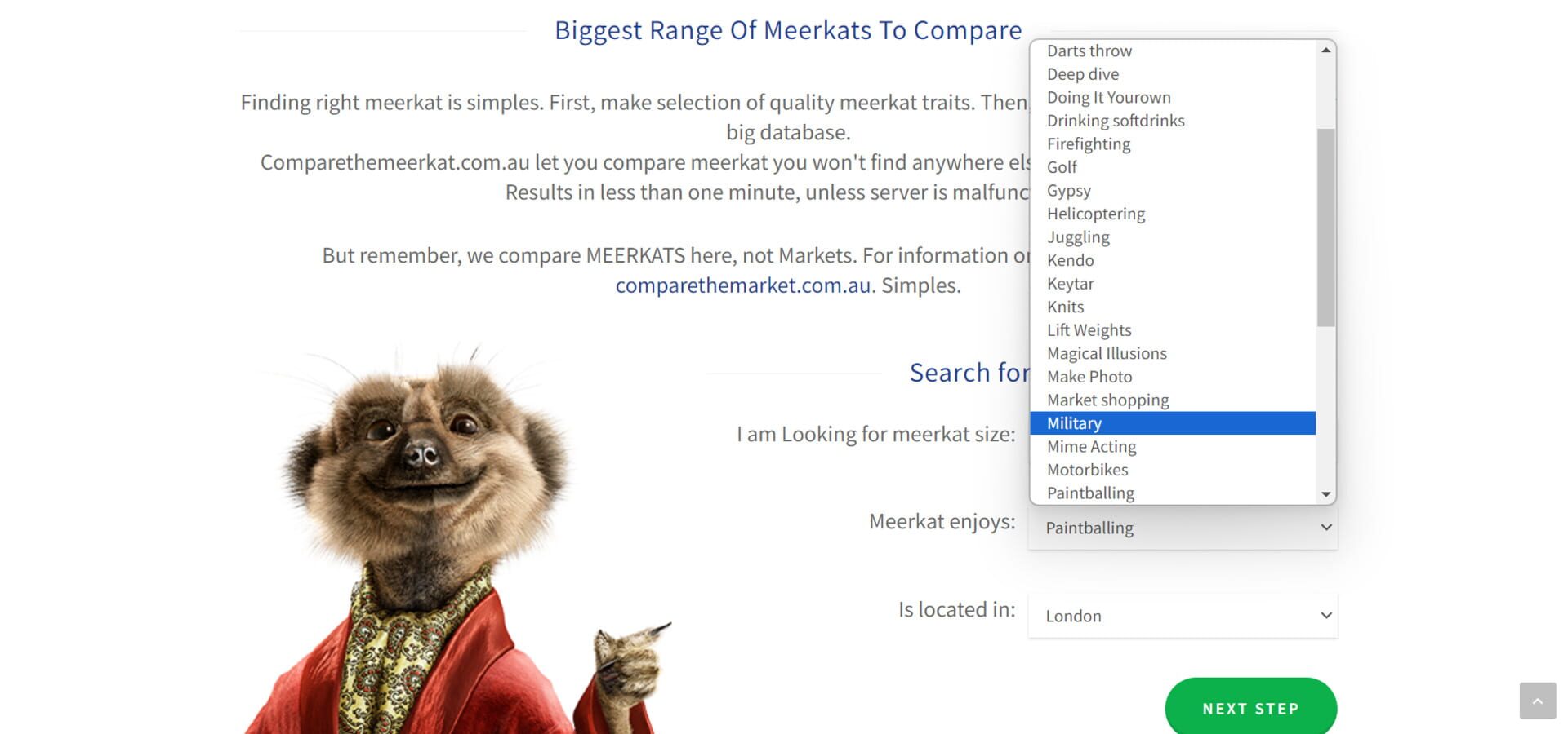 Compare the Meerkat - Screenshot