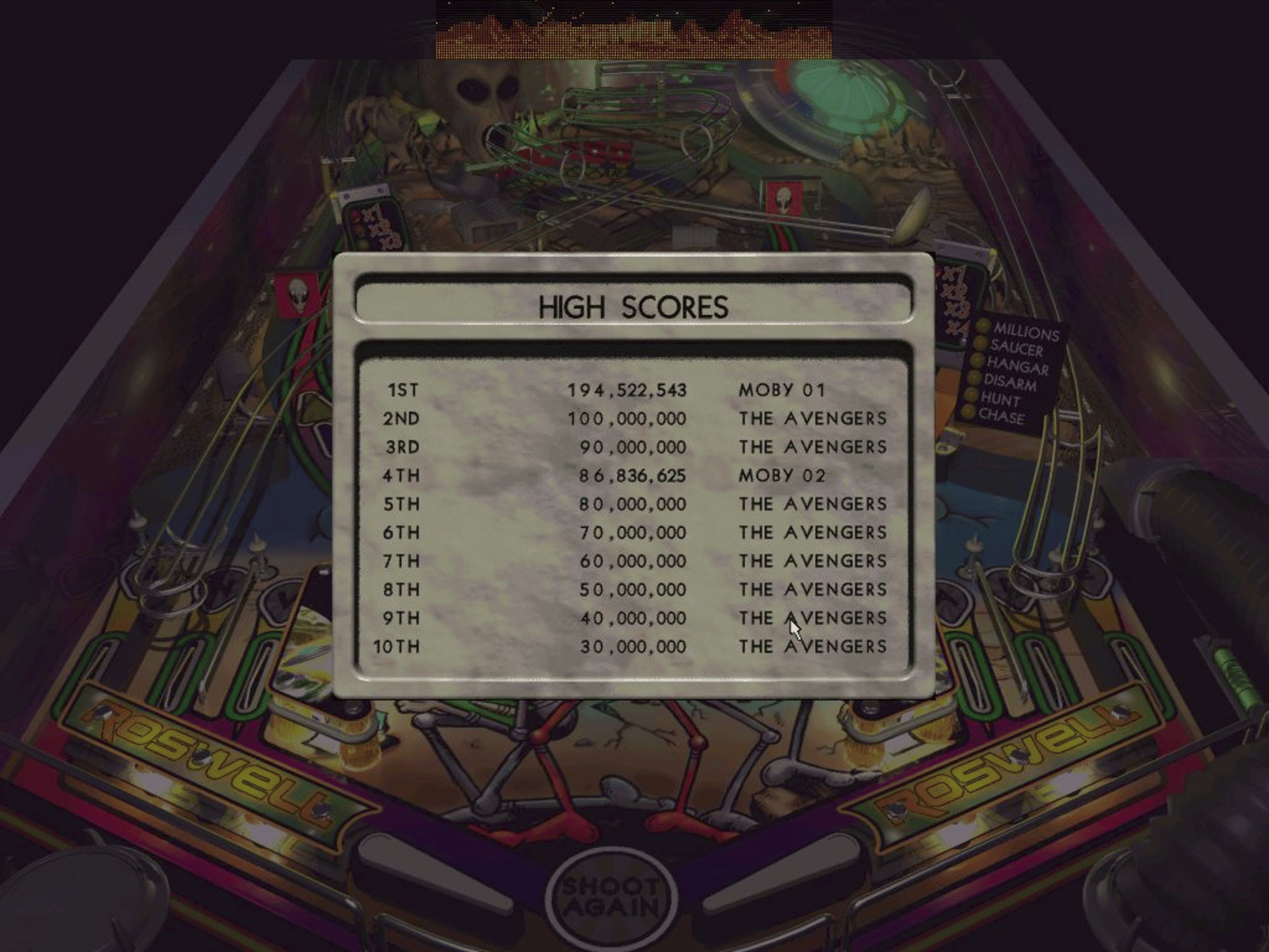 Roswell Pinball screenshot