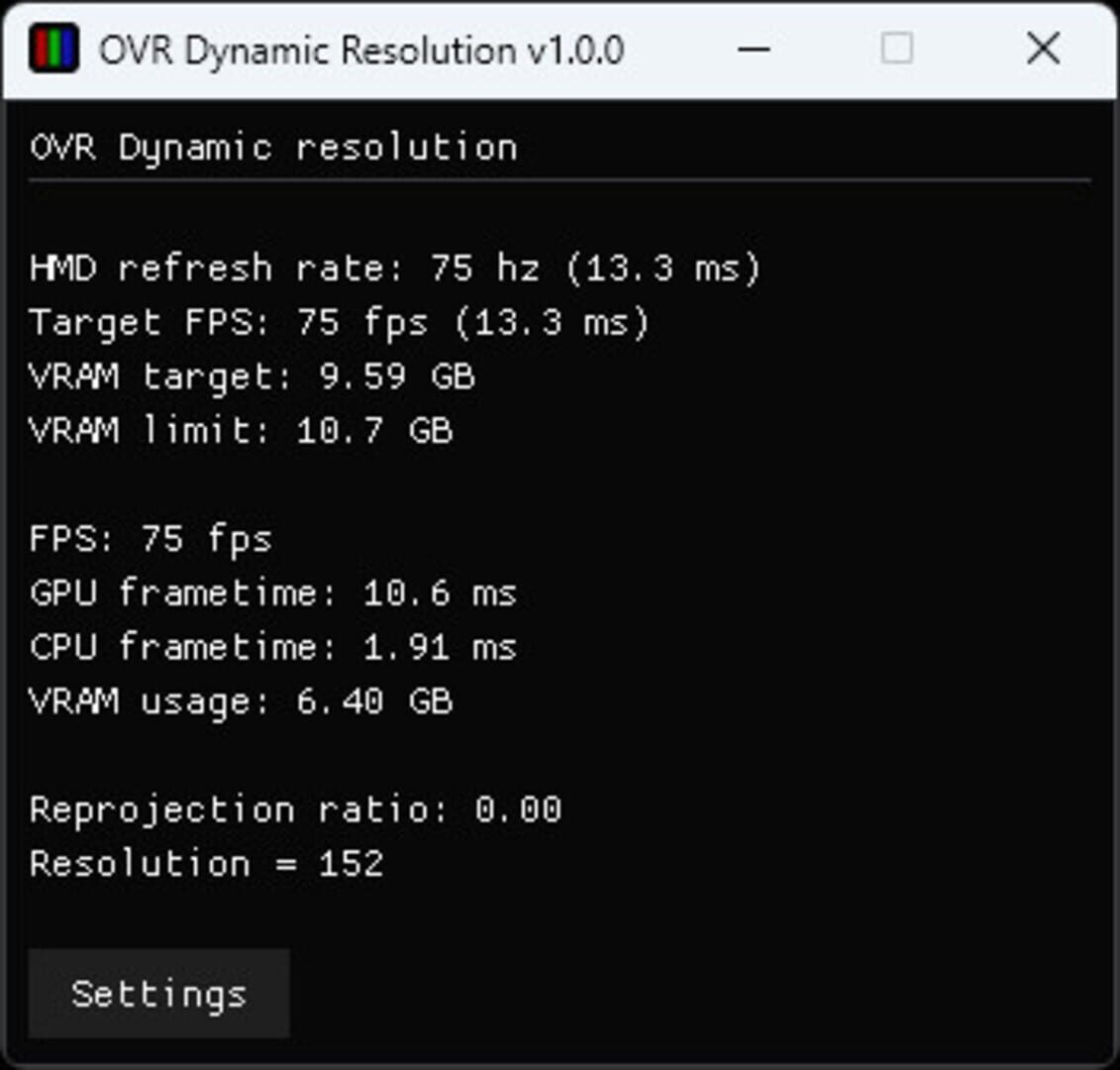 OVR Dynamic Resolution - Screenshot