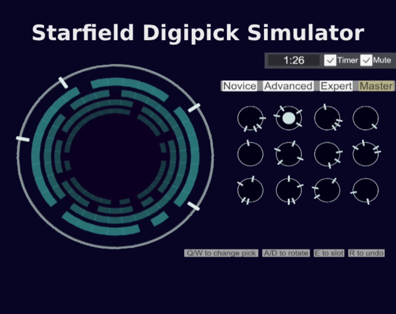 Starfield Digipick-Locking Minigame Simulator screenshot