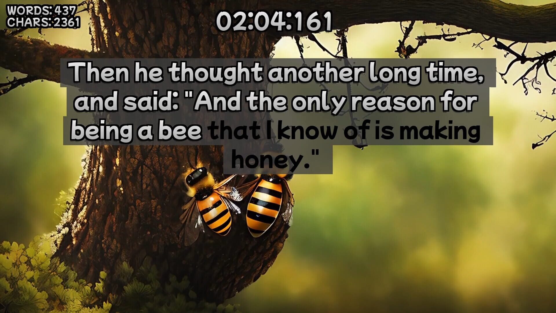 Winnie the Pooh's Book Writing Speedrunner - Screenshot