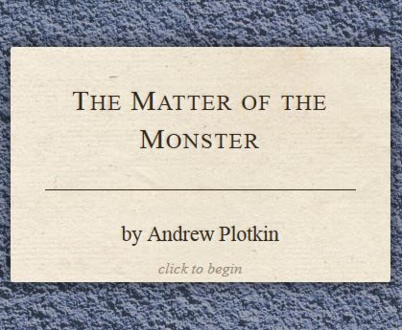 The Matter of the Monster (2011)