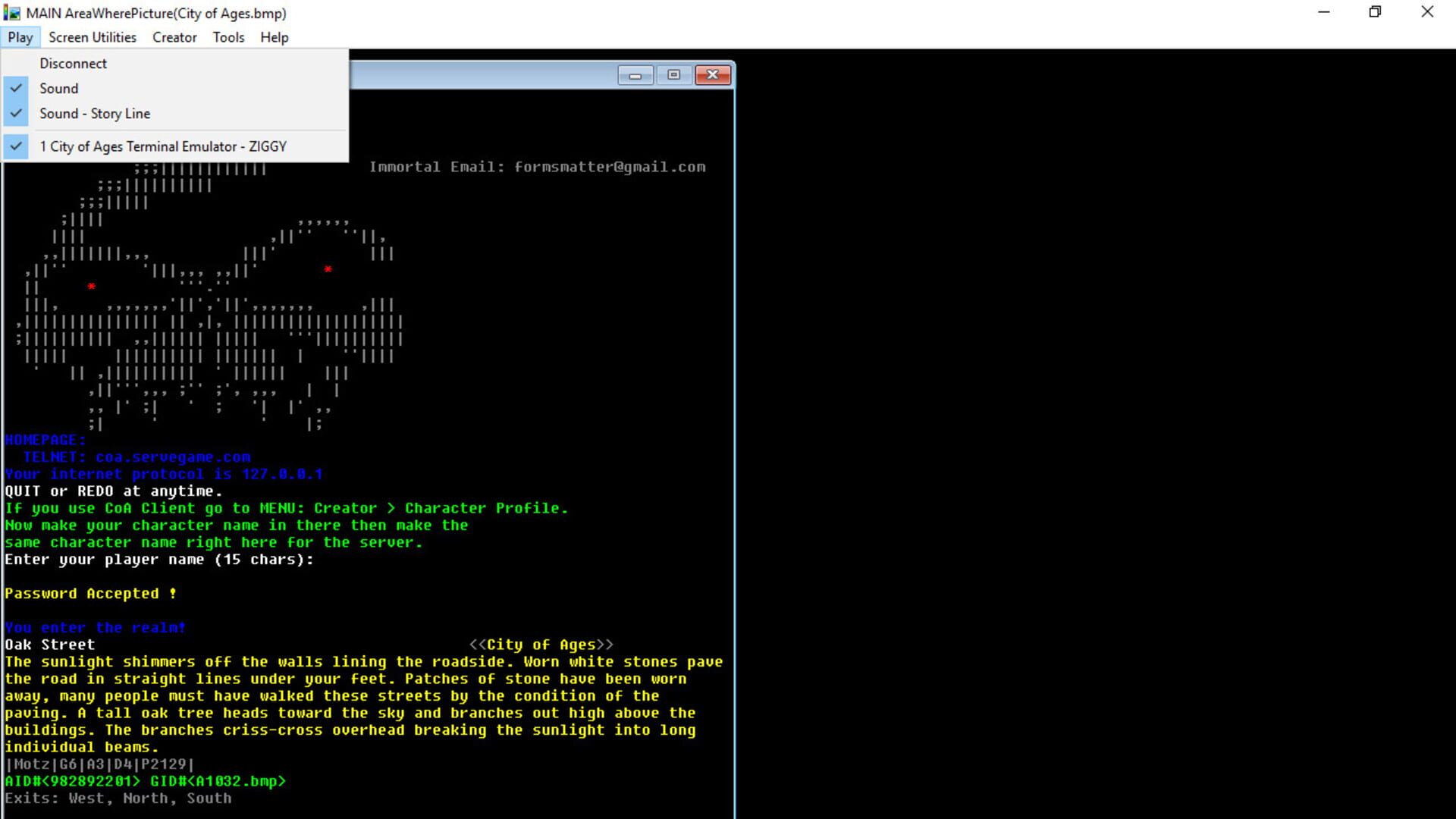 City of Ages: Picture Supportive Text MUD - Screenshot
