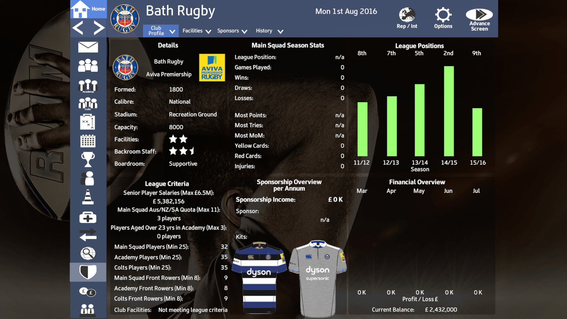 Rugby Union Team Manager 2017 screenshot