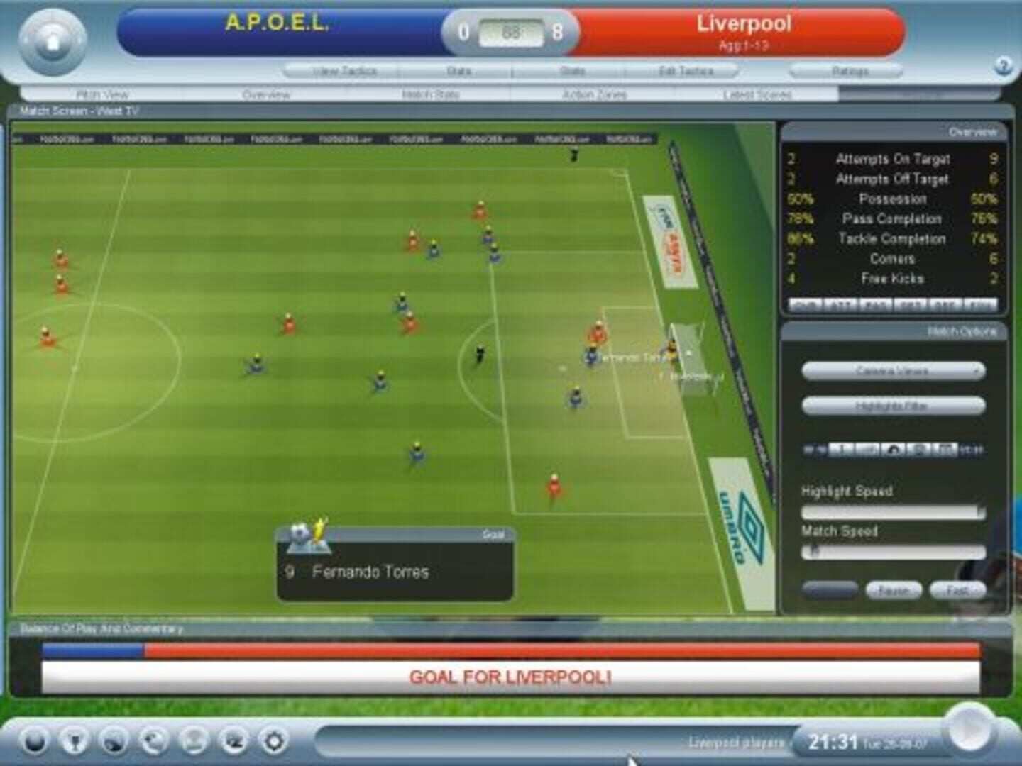 Captura de pantalla - Championship Manager 2008