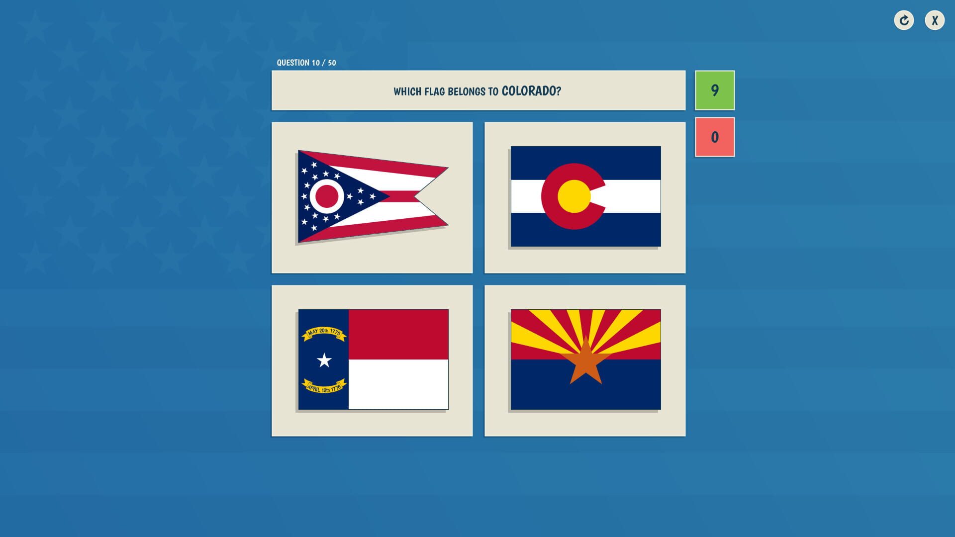 The 50 States Quiz - Screenshot
