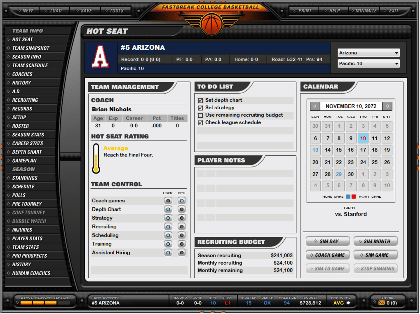 Fast Break College Basketball Cover